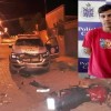 Suspeito fica ferido após colidir contra viatura da PM durante perseguição em Guanambi.