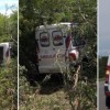 Motorista passa mal ao volante e ambulância desce ribanceira na BR-030 em Palmas de Monte Alto.