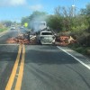 Ve?culos pegam fogo ap?s acidente na BR-030 em Guanambi.