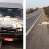 Van com passageiros da cidade de Ibiassucê bate em cavalo no anel viário da BR-030.