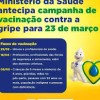 Secretaria de Saúde divulga cronograma da Campanha de Vacinação contra a Gripe.