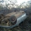 Carro capota após bater em animal em Palmas de Monte Alto.