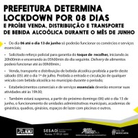 Prefeitura de Iuiu DECRETA LOCKDOWN por 08 dias e proíbe venda, distribuição e transporte de bebida alcoólica durante o mês de junho. - Foto 1 Prefeitura de Iuiu DECRETA LOCKDOWN por 08 dias e proíbe venda, distribuição e transporte de bebida alcoólica durante o mês de junho. - Foto 1