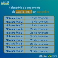 Caixa divulga calendário de pagamento do Auxílio Brasil. - Foto 1 Caixa divulga calendário de pagamento do Auxílio Brasil. - Foto 1