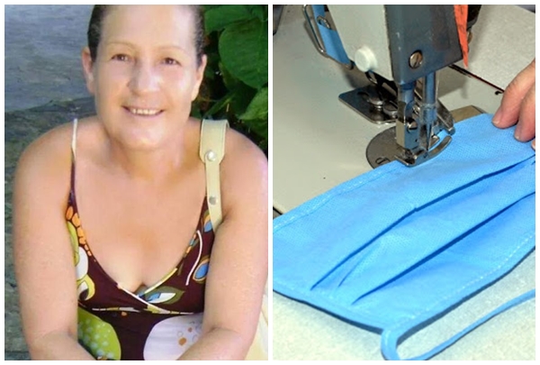 Covid-19: Costureira de Igaporã-BA produz máscaras e troca por alimentos que são distribuídos para famílias carentes.