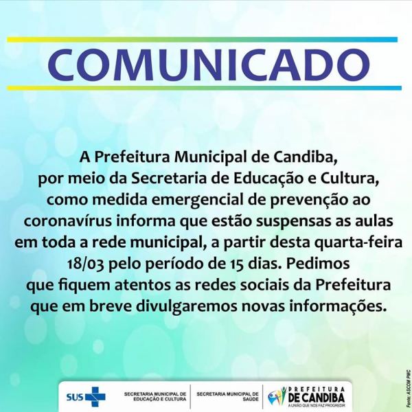 Candiba: Aulas da rede municipal são suspensas por 15 dias no município.