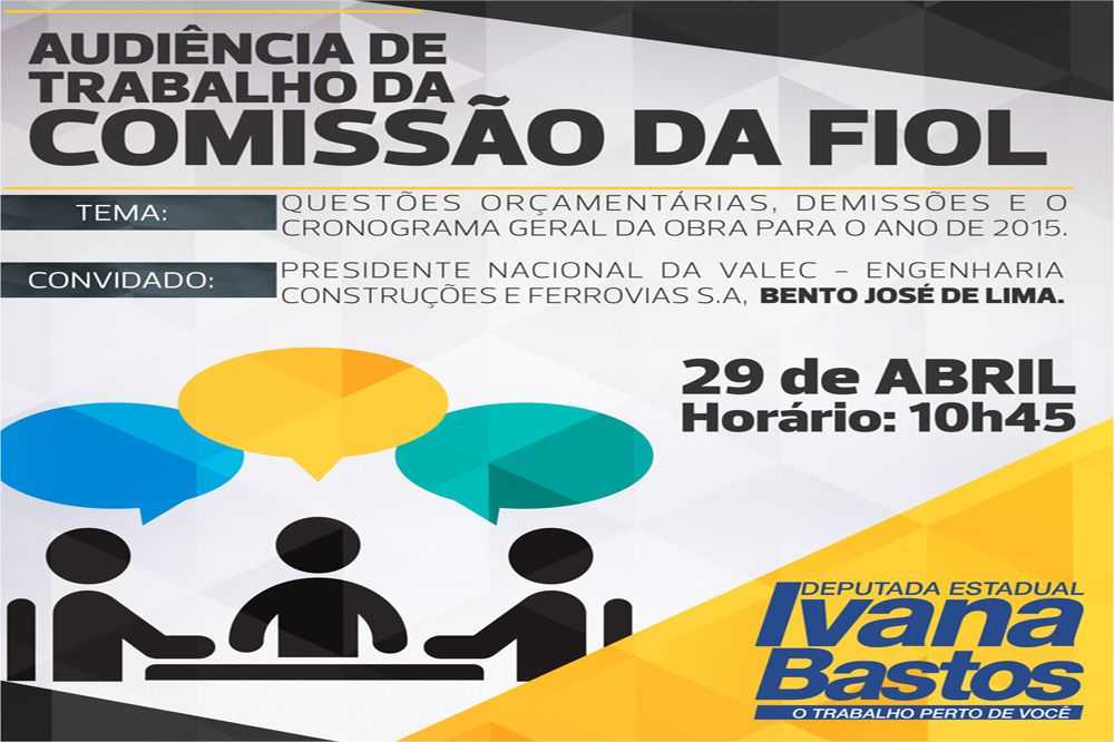 Comissão da Fiol recebe presidente do Valec para debater obras da ferrovia.