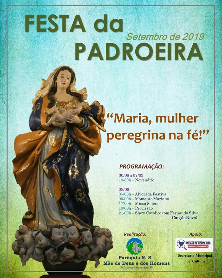 Paróquia de Palmas de Monte Alto divulga programação oficial para a “Festa da Padroeira 2019”.