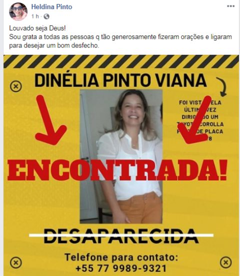 Família localiza mulher desaparecida há 2 dias em Carinhanha.