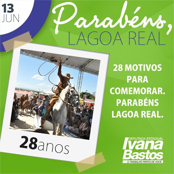 Ivana Bastos parabeniza Lagoa Real pelos 28 anos.