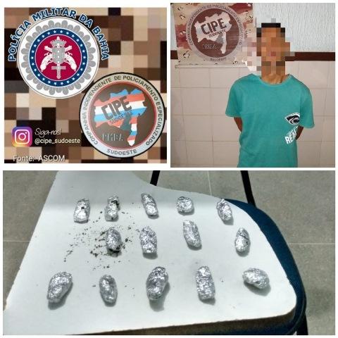 Homem é preso pela Cipe Sudoeste acusado de tráfico de Drogas em Guanambi.