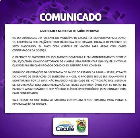 Caculé: Dois funcionários de empresa de internet testam positivo para Coronavírus.