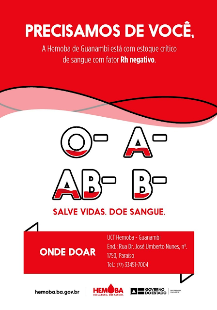 Hemoba: Campanha de doação de sangue em Guanambi.