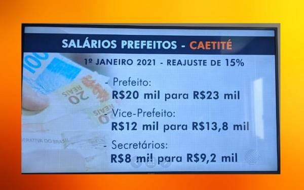 A partir de Janeiro, prefeito de Caetité ganhará 23 mil reais por mês. Vice ganhará 13,8 reais.