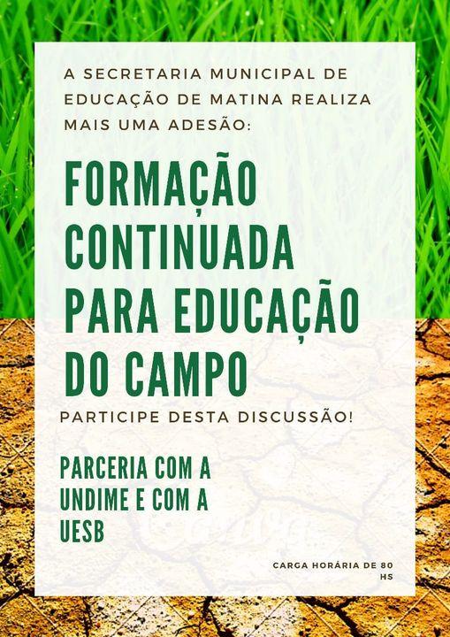 Matina adere ao Programa de Formação de Educadores do Campo.