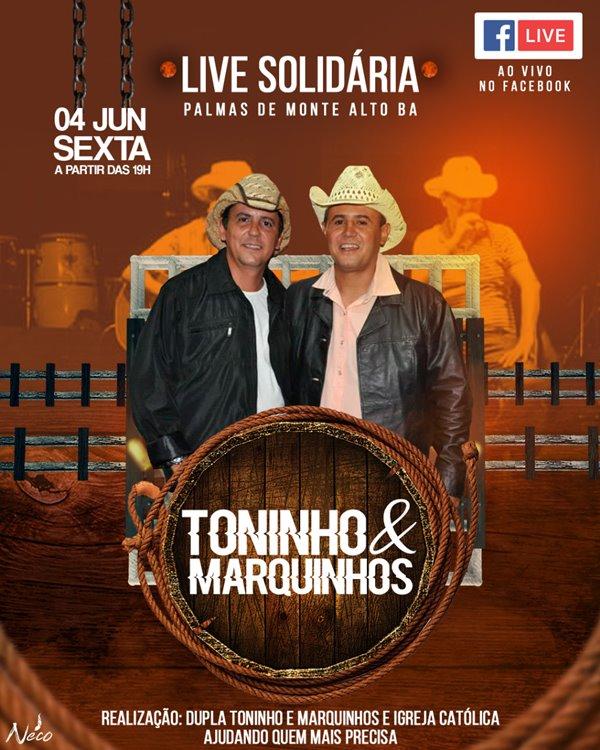 Dupla Toninho e Marquinhos e Igreja Católica realizam LIVE SOLIDÁRIA em Monte Alto.