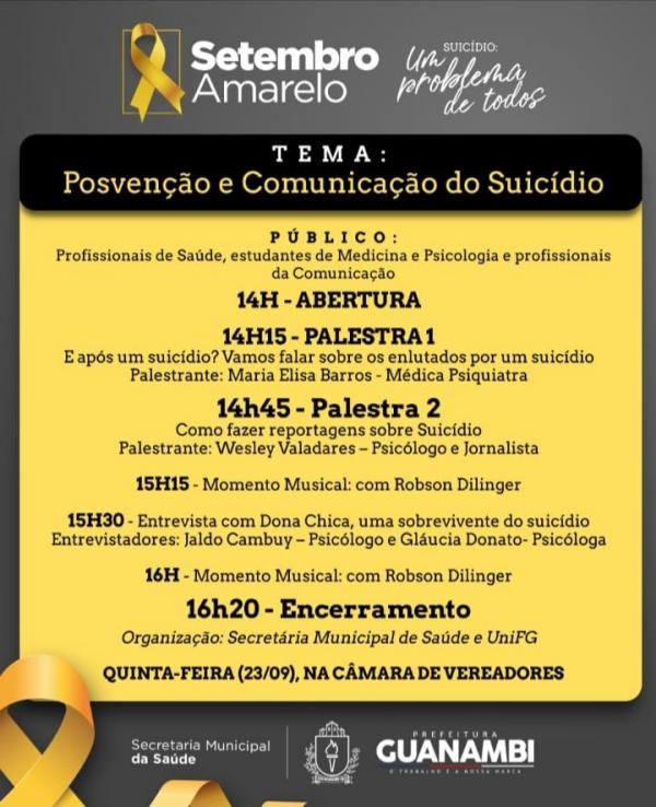 UniFG e Secretaria de Saúde de Guanambi realiza evento em prevenção ao suicídio.