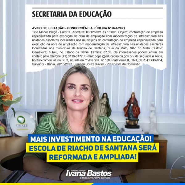 Ivana Bastos e Alan Vieira conquistam reforma de colégio em Riacho de Santana.