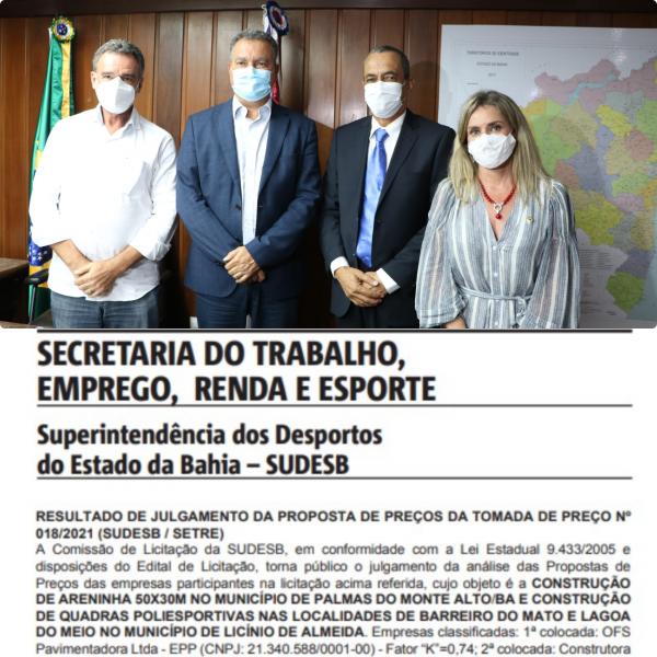 Publicado resultado de licitação para construção de Areninha em Palmas de Monte Alto.