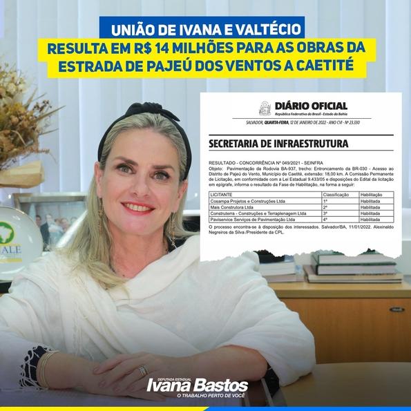 Mais de R$ 14 milhões para as obras da estrada de Pajeú dos Ventos a Caetité.