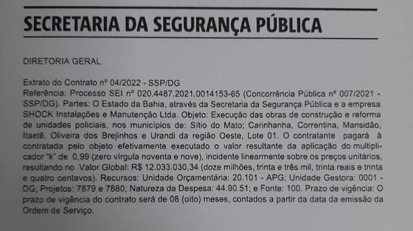 Obras para construção de um Pelotão da PM em Urandi serão Iniciadas.