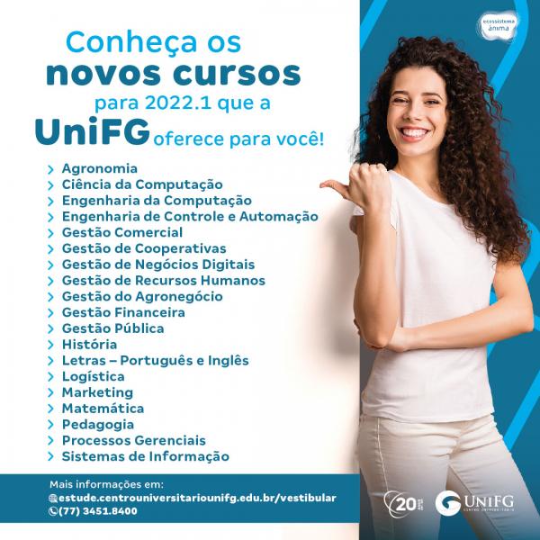 UniFG passa a oferecer mais 19 cursos em 2022.
