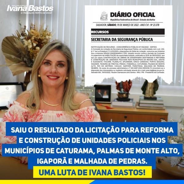 Após luta de Ivana Bastos municípios terão unidades policiais.