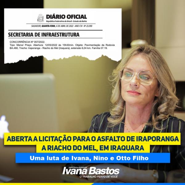 Aberta a licitação para as obras do asfalto de Iraporanga a Riacho do Mel em Iraquara.