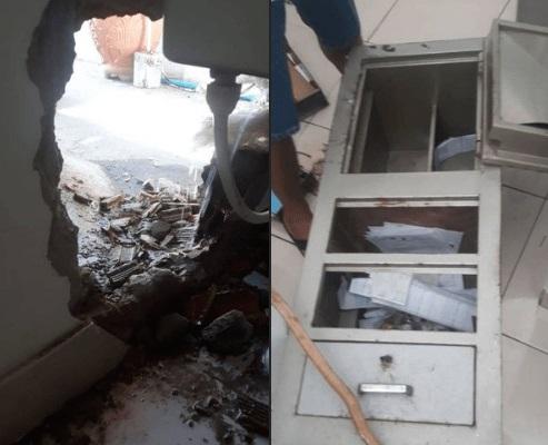 Assaltantes abrem buraco em parede e fogem levando mais de 100 mil de casa lotérica em Palmas de Monte Alto.