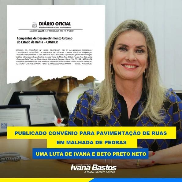 Publicado convênio para as obras de pavimentação asfáltica de ruas em Malhada de Pedras.
