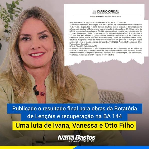 Resultado da licitação para obras rotatória e recuperação da BA 144 em Lençóis.