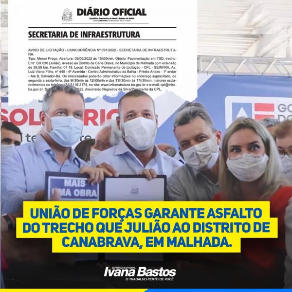 Ivana e grupo político garantem o asfalto de Julião a Canabrava, em Malhada.