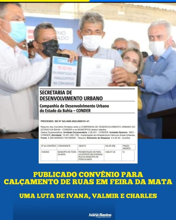 Ruas em Feira da Mata serão calçadas, após trabalho de Ivana e Valmir.