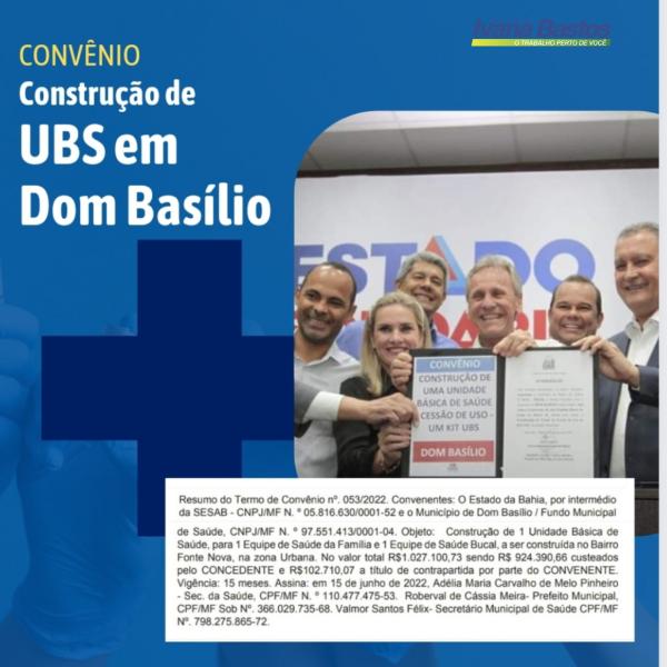 Ivana e Roberval conquistam mais um investimento na saúde de Dom Basílio.