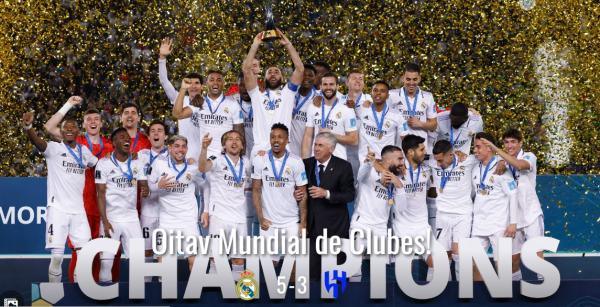 Real leva Mundial de Clubes em final de 8 gols. Brasileiro Vinícius Júnior fez dois gols.