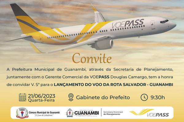 Convite de Lançamento do Voo Rota Salvador/Guanambi.