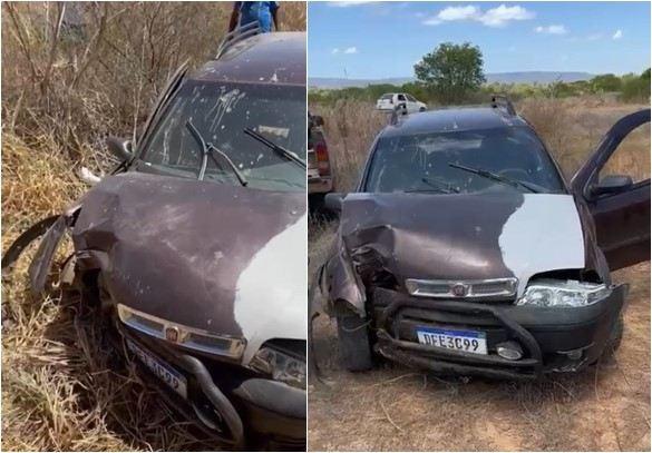 Carro tomba na BR-030 em Palmas de Monte Alto.