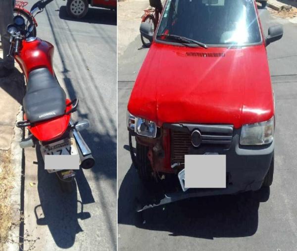 Homem fica ferido em colisão envolvendo caminhonete e moto em Guanambi.