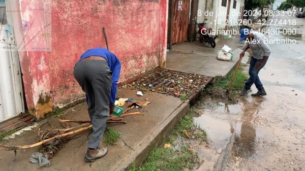 Após chuvas intensas, Força-tarefa da Prefeitura de Guanambi segue atuando nos bairros e zona rural, com ações de manutenção e limpeza.