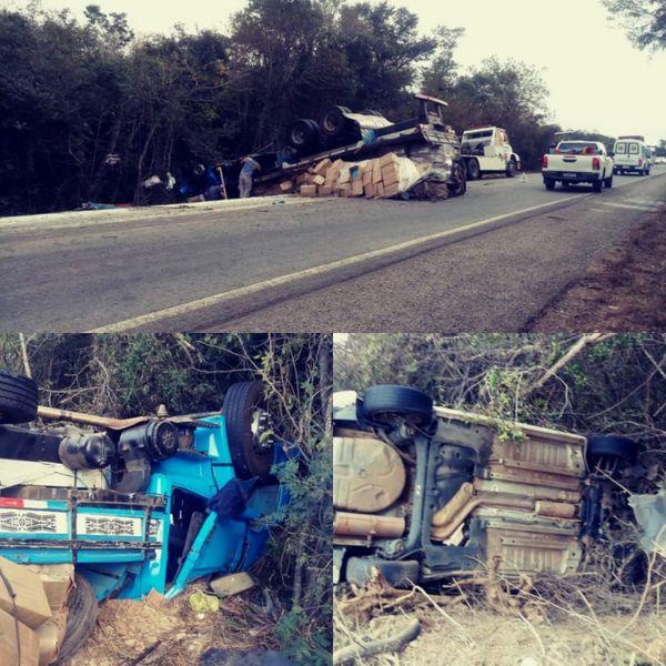 Acidente envolvendo caminhão e carro de passeio deixa dois feridos em Caetité.