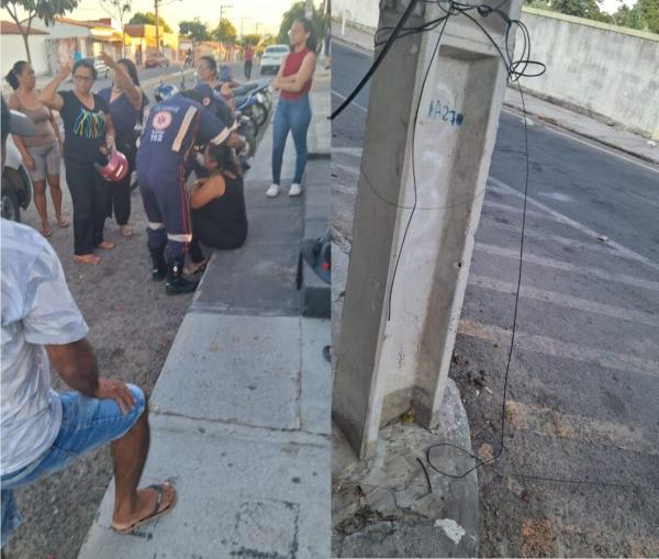 Professora sofre acidente provocados por cabos de internet, em Guanambi.
