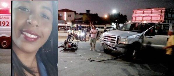 Mulher morre em acidente entre moto e caminhão em Palmas de Monte Alto.