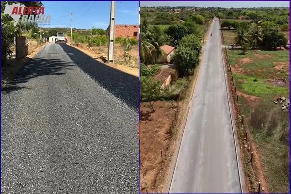 Com recursos próprios, prefeitura de Iuiu conclui asfaltamento de via que liga distrito de Pindorama ao povoado Boa Nova.