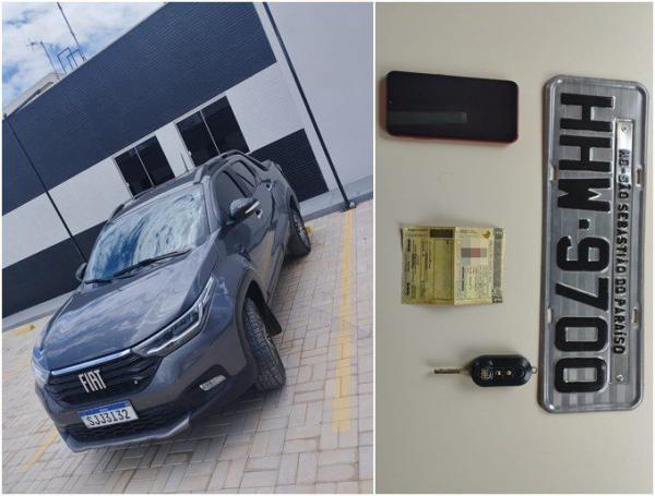 Homem é detido com caminhonete adulterada no centro de Palmas de Monte Alto.