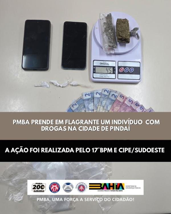 Homem é detido por tráfico de drogas em bar na zona rural de Pindaí.