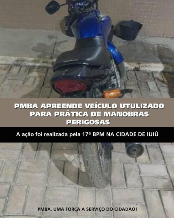 Polícia apreende motocicleta após denúncia de manobras perigosas em Iuiú.