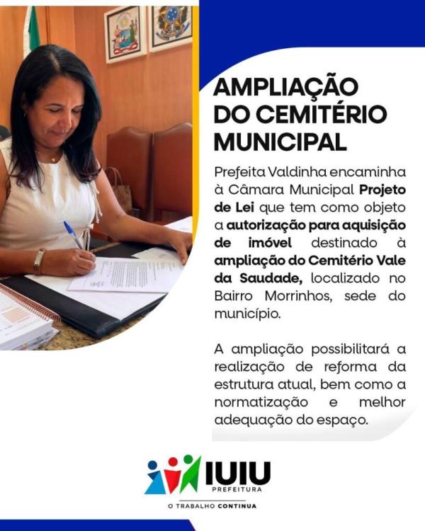 Prefeitura de Iuiú anuncia ampliação do Cemitério Vale da Saudade.