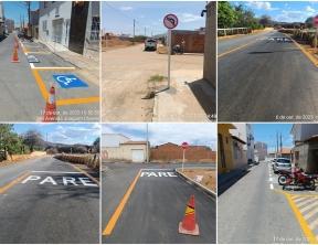SMTRANS implanta sinalização vertical e horizontal em avenidas e bairros e recém pavimentados.
