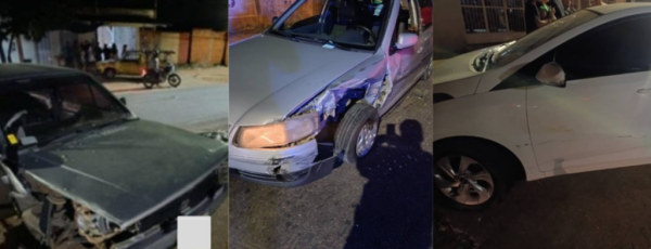 Colisão entre três carros termina com motorista detido por suspeita de embriaguez em Guanambi.