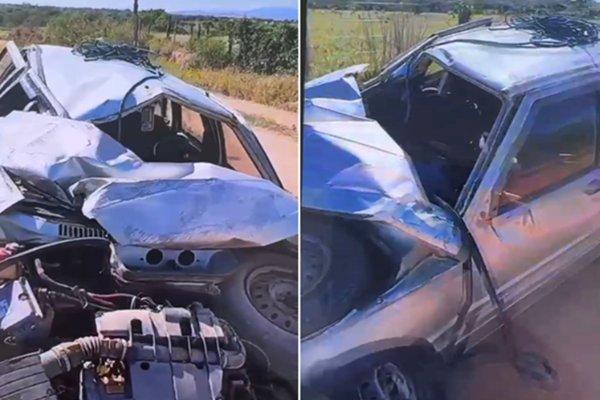 Jovem é arremessado para fora de carro após capotamento na BR-030, em Palmas de Monte Alto.